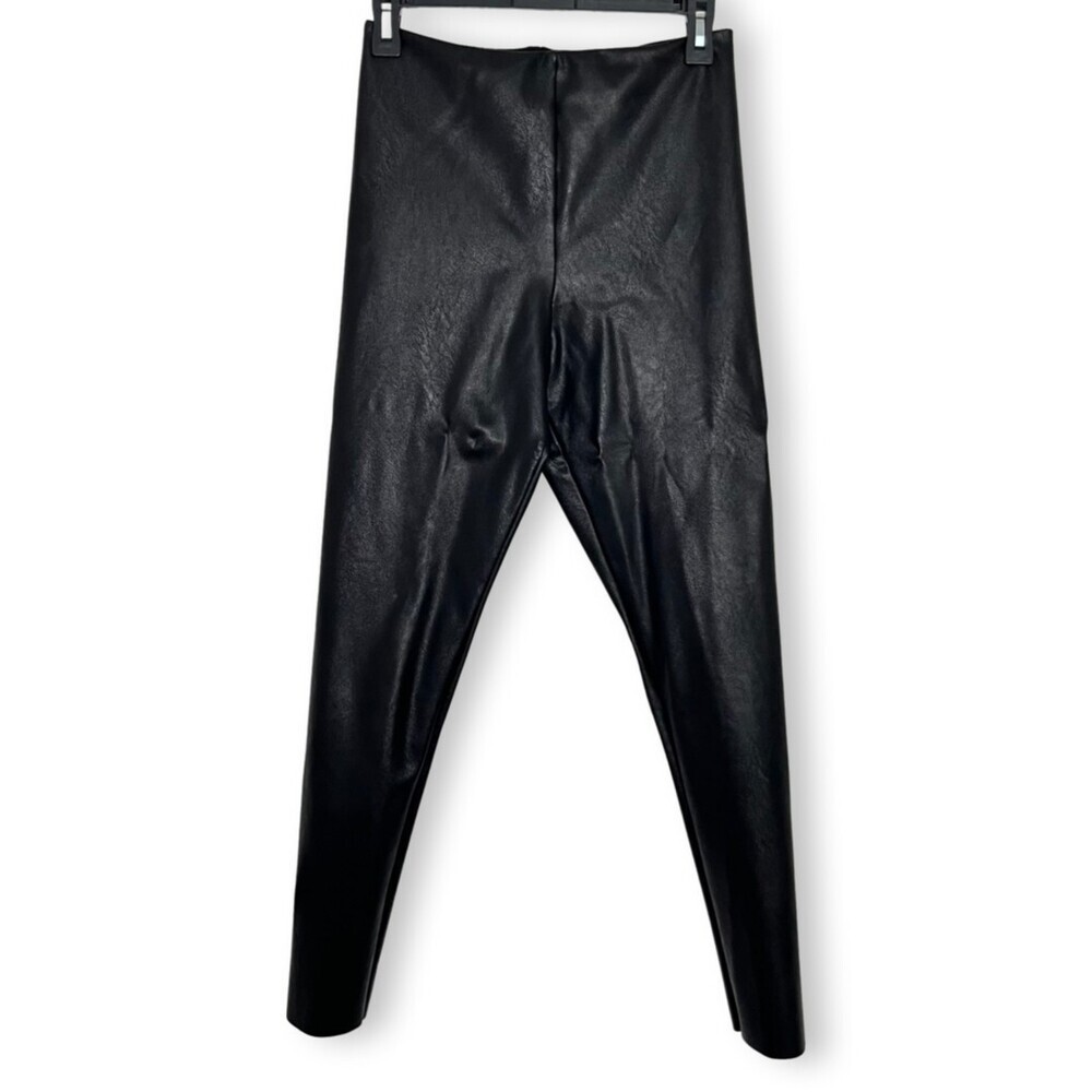 Mario Serrani Italy Womens Pants Medium Black Faux Leather Stretch Legging